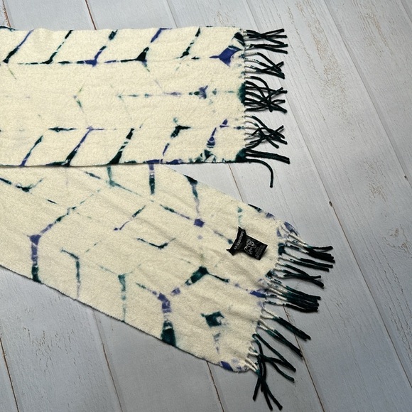 Cashmere scarf hand dyed blue and green - Picture 4 of 13